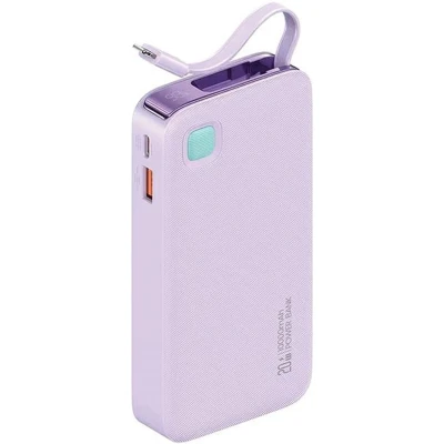 Afbeelding van USAMS Powerbank met Intrekbare kabel Lightning 10000 mAh PD 20W Fast Charge XY serie paars/paars 10KCD22503 (US CD225)