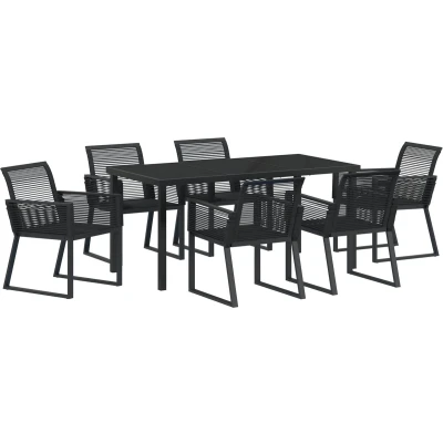 Afbeelding van vidaXL 7 Stuks Tuin Eetset Zwart Poly Rattan