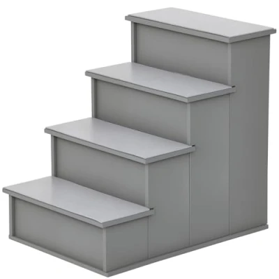 Afbeelding van PawHut Haustiertreppe 4 stufige Hundetreppe Katzentreppe Einstiegshilfe mit rutschfester Matte Haustierleiter für Auto Bett Sofa Grau 40 x 59 54,2 cm