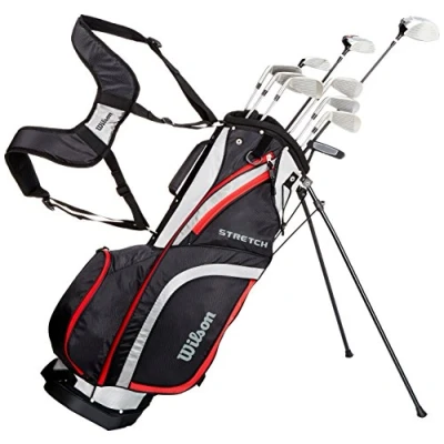 Afbeelding van Wilson Complete set voor beginners, 10 golfclubs met draagtas, heren, rechtshandig, stretch XL, zwart/grijs/rood, WGG157548