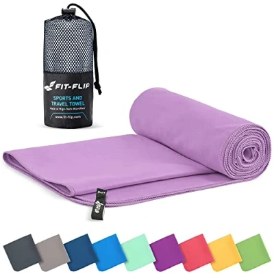 Afbeelding van Microvezel handdoeken compact, ultralicht &amp; sneldrogend handdoek de perfecte sporthanddoek, strandlaken en reishanddoek (40x80cm 1 stuk, Sering)
