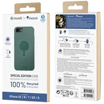 Afbeelding van MUVIT recycled back cover eucalyptus groen: APPLE IPHONE SE/8/7