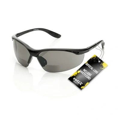 Afbeelding van voltX &#039;CONSTRUCTOR&#039; BIFOCALE VEILIGHEIDSLEESBRIL (ROOKKLEURIG/GRIJS +2.0 Dioptrie) CE EN166F Gecertificeerde/Fiets of Sportbril inclusief veiligheidskoord + UV400 lens met anti mist coating