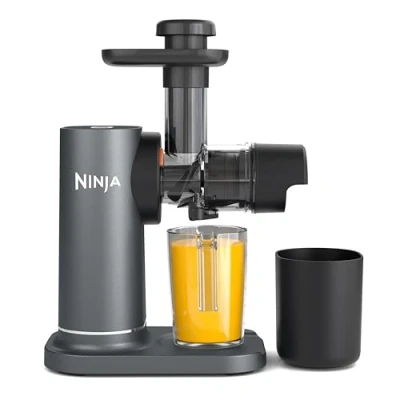 Afbeelding van Ninja Cold Press Juicer met 700ml kan en 1,1l pulpbak, maak verse sappen, drankjes gezonde shots, compact, vaatwasserbestendige verwijderbare onderdelen, grijs JC151EU