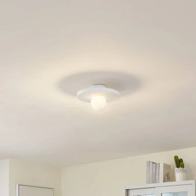 Afbeelding van Lindby wandlamp Nielson, wit, gips, Ø 28 cm