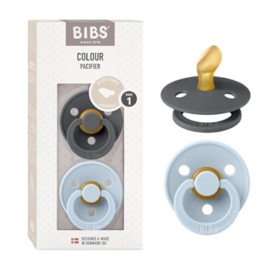 Afbeelding van BIBS® Soother Colour Anatomische speen Iron &amp; Baby Blue 0 6 maanden, 2 stuks