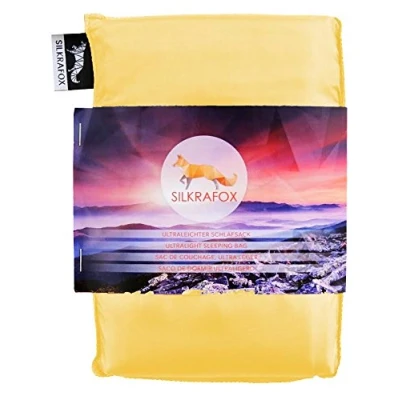 Afbeelding van Silkrafox Ultralichte slaapzak, inlaat, zomerslaapzak, kunstzijden geel