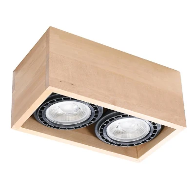 Afbeelding van Sollux Plafondlamp Quatro 2 lichts hout