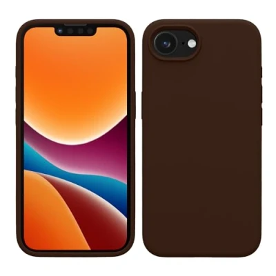 Afbeelding van kwmobile telefoonhoesje geschikt voor Apple iPhone 16e Hoesje met siliconen coating Smartphone case in chocoladebruin