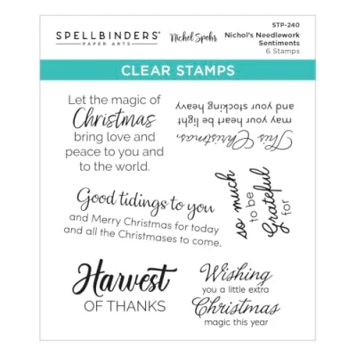 Afbeelding van Spellbinders STP 240 Nichol&#039;s Handwerk Sentiments Clear Stempel Set uit The Needlework Collection door Nichol Spohr