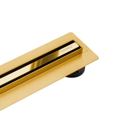 Afbeelding van BALNEO Douchegoot, Afvoergoot 60cm Goud Gespiegelde Afvoerput van Roestvrij Staal, Smal Paneel 14mm, Complete Set, Laag 57mm, Slanke en Lage Proline Douchegoot