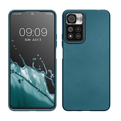 Afbeelding van kwmobile telefoonhoesje compatibel met Xiaomi Redmi Note 11 Pro+ 5G / Pro Plus hoesje Zachte case voor smartphone Back cover in Metallic carabisch blauw
