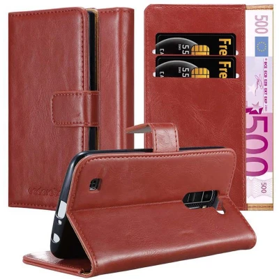 Afbeelding van Cadorabo Hoesje geschikt voor LG K10 2016 in WIJN ROOD Beschermhoes met magnetische sluiting, standfunctie en kaartvakje Book Case Cover Etui