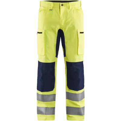 Afbeelding van Blaklader High Vis broek met stretch 1585 1811 Geel/Marineblauw
