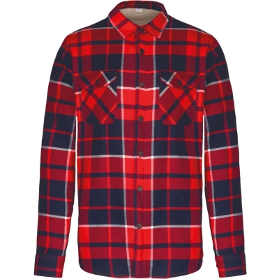 Afbeelding van Kariban Geruit overhemd met sherpavoering K579 Red / Navy checked XXL