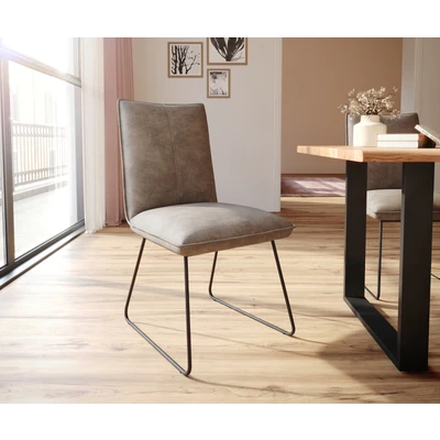 Afbeelding van Gestoffeerde stoel Lelio Flex slipframe zwart taupe vintage pocketveer kern