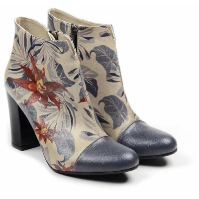 Afbeelding van GOBY Tropical Bloom Dames Enkellaarsjes Handgemaakt Vegan Leer Maat 37