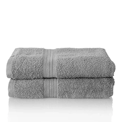 Afbeelding van Glart Premium badstoffen handdoekenset, kleur: ZILVERGRIJS, 2 douchehanddoeken van 70 x 140 cm