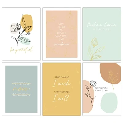Afbeelding van Papierdrachen Springflower Ansichtkaarten, 12 hoogwaardige kaarten voor volwassenen met goudfolie, om te verzenden en cadeau geven, moedermakers, affirmatie, modern design, set 10