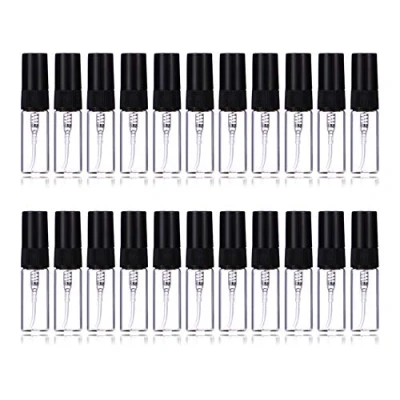 Afbeelding van Enslz 3 ml Navulbare parfumverstuivers, Mini, lege, transparante, hervulbare glazen verstuivers in reisformaat, 35 stuks (3 ml, zwart)