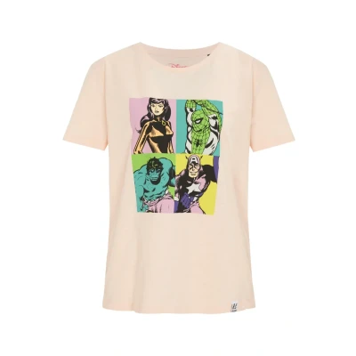 Afbeelding van Re:Covered POP ART Portrait Tshirt print, Dames, Maat: Small, Pink