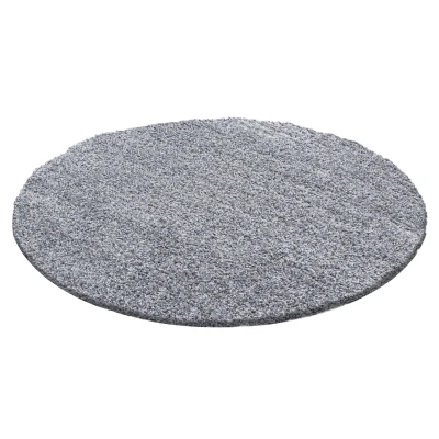 Afbeelding van Basic Shaggy vloerkleed Lichtgrijs Hoogpolig 120 cm rond