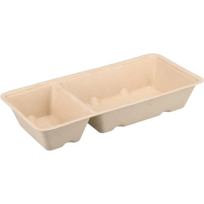 Afbeelding van 50x Suikerriet Patatbakjes Bagasse Frietbak A9+1 Bruin (A22) (krimp)