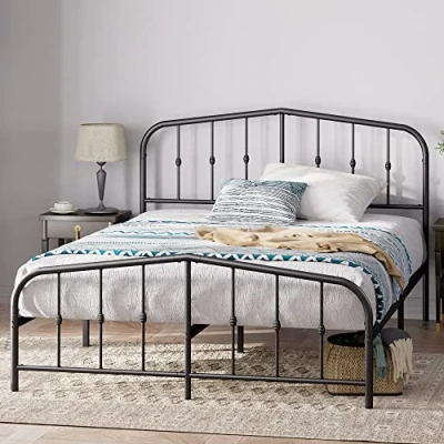 Afbeelding van Zinus Heidi bed 120 x 190 cm, bedframe 31 cm hoog met opbergruimte onder het bed, metalen platform hoofd en voeteneinde, zwart