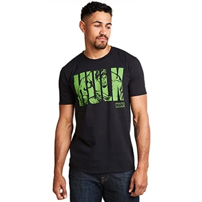 Afbeelding van Marvel Heren Hulk Text T shirt, Zwart, XL