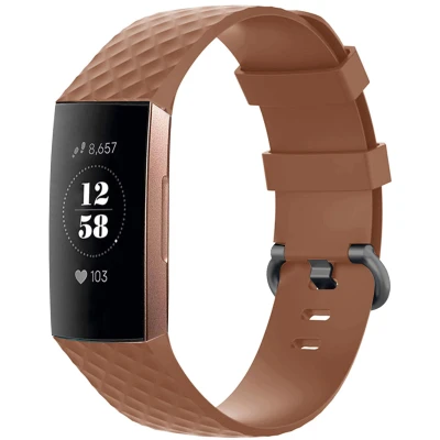 Afbeelding van Siliconen bandje voor de Fitbit Charge 3 / 4 Bruin iMoshion En TPU (zacht)