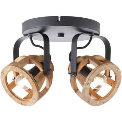 Afbeelding van Leen Bakker Brilliant Plafondspot Matrix 2lichts Hout Plafondlampen Bruin