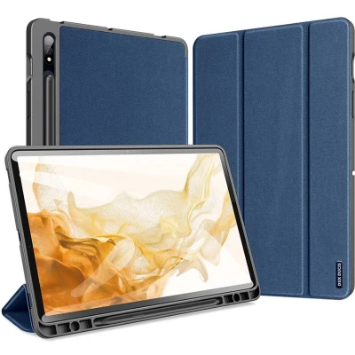 Afbeelding van Samsung Galaxy Tab S7 Hoes: Dux Ducis Domo Bookcase Blauw Kunstleder Tablet Hoezen