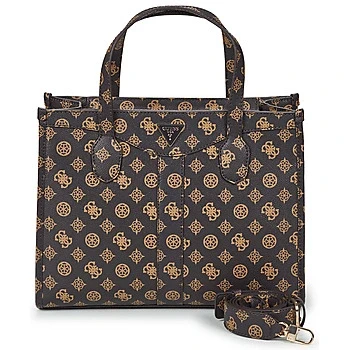 Afbeelding van GUESS Schoudertas Handtas Silvana Two Compartment Tote Mocha Logo Donkerbruin