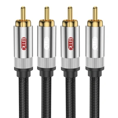 Afbeelding van EMK Subwoofer kabel RCA coaxiale audiokabel digitale 2 naar stekker voor versterkers, luidsprekers, soundbar, thuisbioscoop en hifi systemen