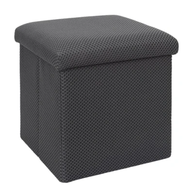 Afbeelding van Home Deco Factory Poef/hocker Atome opvouwbaar stof opbergbox grijs polyester/mdf 38 x cm