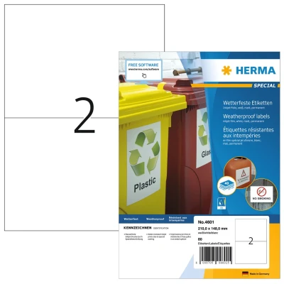 Afbeelding van Herma Weerbestendige inkjet etiketten A4 210x148mm wit 40 vel