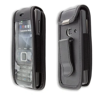 Afbeelding van caseroxx Leren tas met riemclip voor Nokia 6300 uit echt leer, mobiele telefoonhoes riem (met venster gemaakt van vuilafstotende transparante film erin zwart)