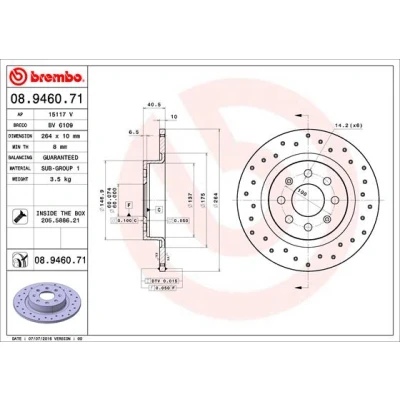 Afbeelding van Brembo Remschijf 08.9460.71