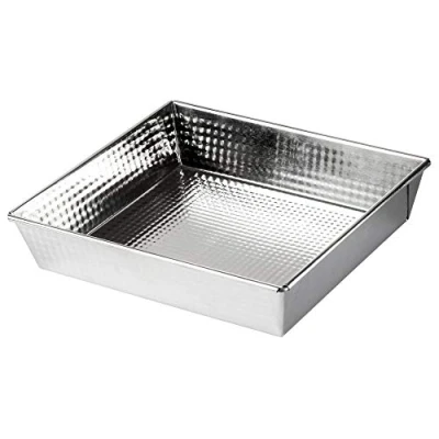 Afbeelding van KADAX Vierkante bakvorm van verzinkt staal met antiaanbaklaag, rechthoekige taartvorm, voor cake, cheesecake, brownie, bakvorm, warmteverdeling, onderhoudsvriendelijk, zilver (28 x 25,5 6 cm)