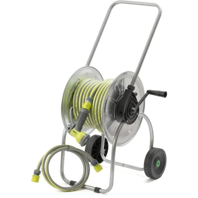 Afbeelding van Slangwagen Staal verzinkt incl. 30mtr 1/2&quot; tuinslang + 1,5mtr aansluitslang sproeier