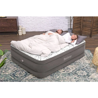 Afbeelding van Bestway Tritech Fashion Flock Queen Luchtmatras met Ingebouwde AC Pomp en Antimicrobiële Coating 2,03 m x 1,52 56 cm