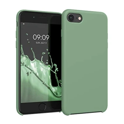 Afbeelding van kwmobile telefoonhoesje geschikt voor Apple iPhone SE (2022) / (2020) 8 7 Hoesje met siliconen coating Smartphone case in vintage groen