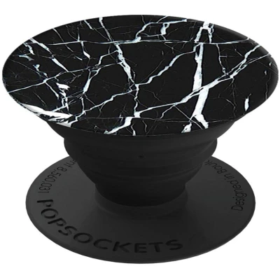 Afbeelding van PopSockets iMoshion PopGrip Black Marble Zwart Marmer Bedrukking Kunststof
