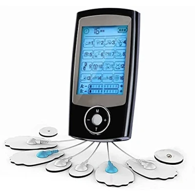 Afbeelding van TENS elektrostimulator tegen pijn en elektrostimulatie van spieren EMS revalidatie, pijnverlichting, massage, fysiotherapieverzorging, 16 massageprogramma&#039;s + 8 elektroden