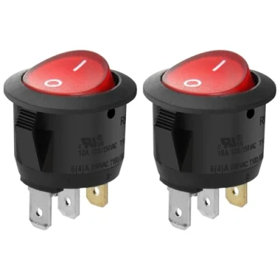 Afbeelding van Heschen aan uit tuimelschakelaar, SPST, 3 polig, 10 A, 250 V (AC), rood oplichtend, 2 stuks