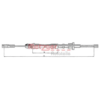 Afbeelding van METZGER 10.471 Handremkabel Links achter, rechts 1395/1116mm Trommelrem COFLE