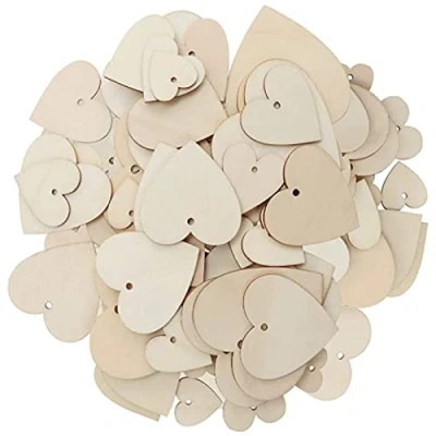 Afbeelding van 300 Stks Kleine Houten Hartjes Blanco Kunst Ambachtelijke Natuurlijke Hout Plakjes Hart Geschenkenhangers Schijven voor Kerstboom Hanger Bruiloft Party Diy Knutselen Handwerk Versieringen