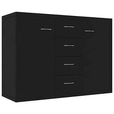 Afbeelding van vidaXL Dressoir Spaanplaat Zwart Opbergkast Wandkast Kast Ladekast Meubilair