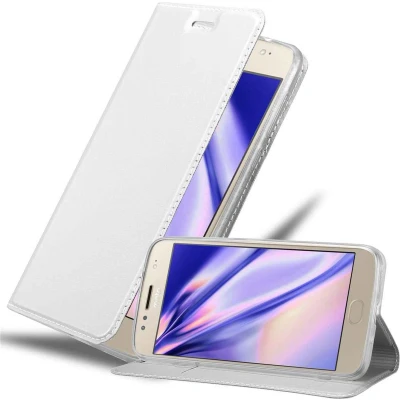 Afbeelding van Cadorabo Hoesje geschikt voor Motorola MOTO G5S PLUS in CLASSY ZILVER Beschermhoes met magnetische sluiting, standfunctie en kaartvakje Book Case Cover Etui