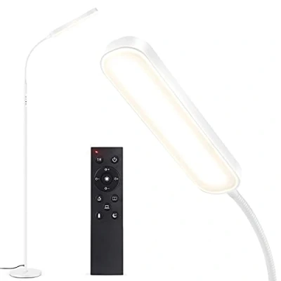 Afbeelding van OUTON Staande lamp, led, dimbaar, 15 W, 1500 lumen, leeslamp met 4 kleurtemperaturen, afstandsbediening en touch bediening, 1 uur timer, leesopdracht, verlichting voor woonkamer, slaapkamer, kantoor,